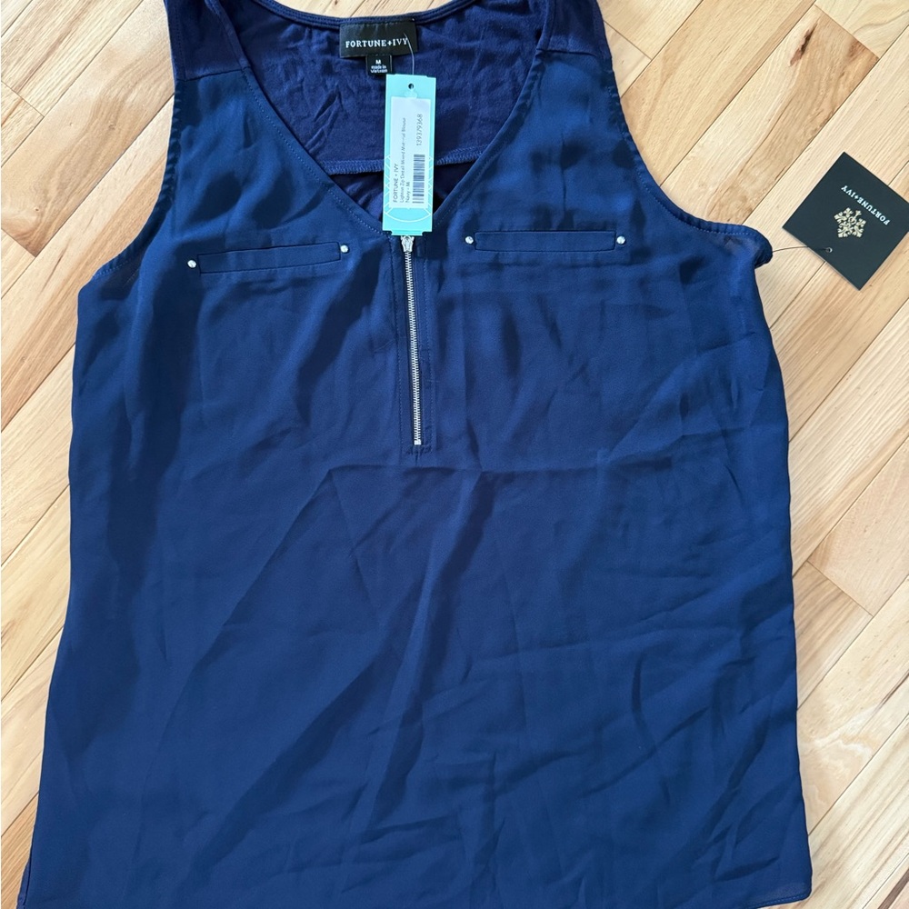 Fortune & Ivy Women's Navy Tank Top